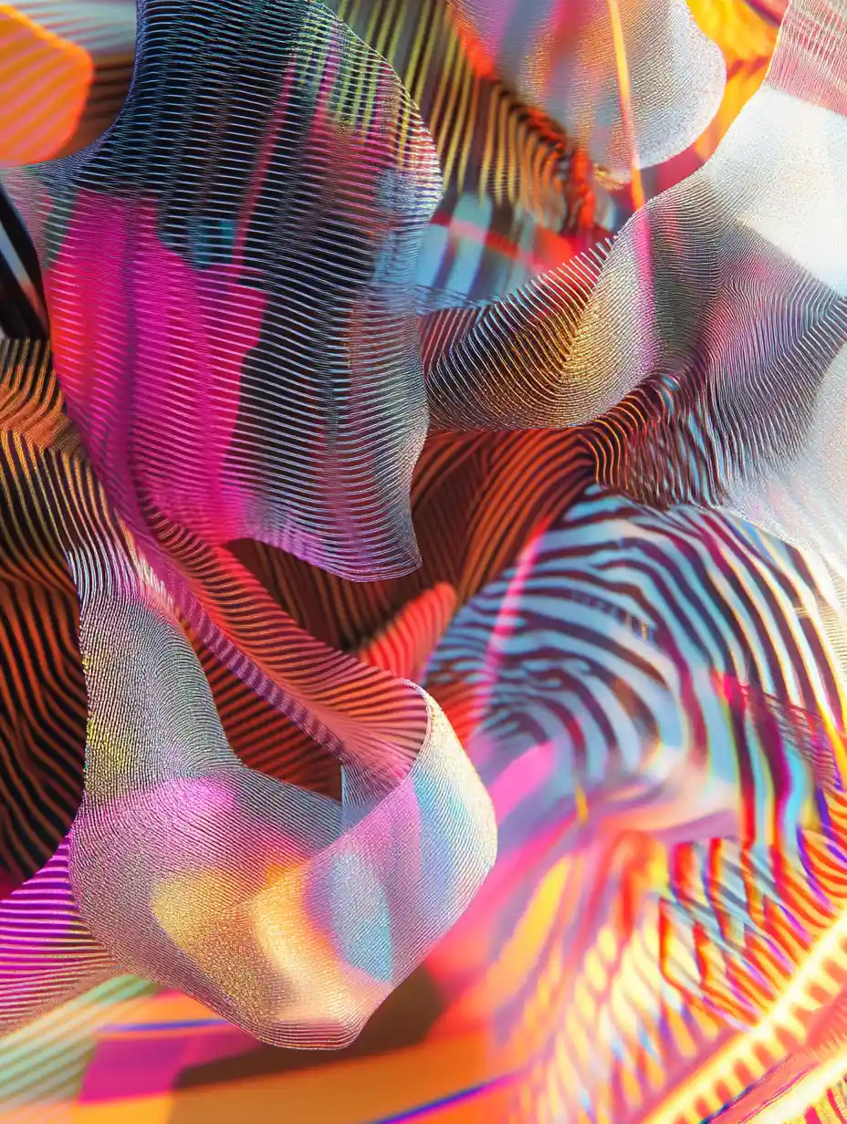 Colorful optical art geometric pattern with sequins and light