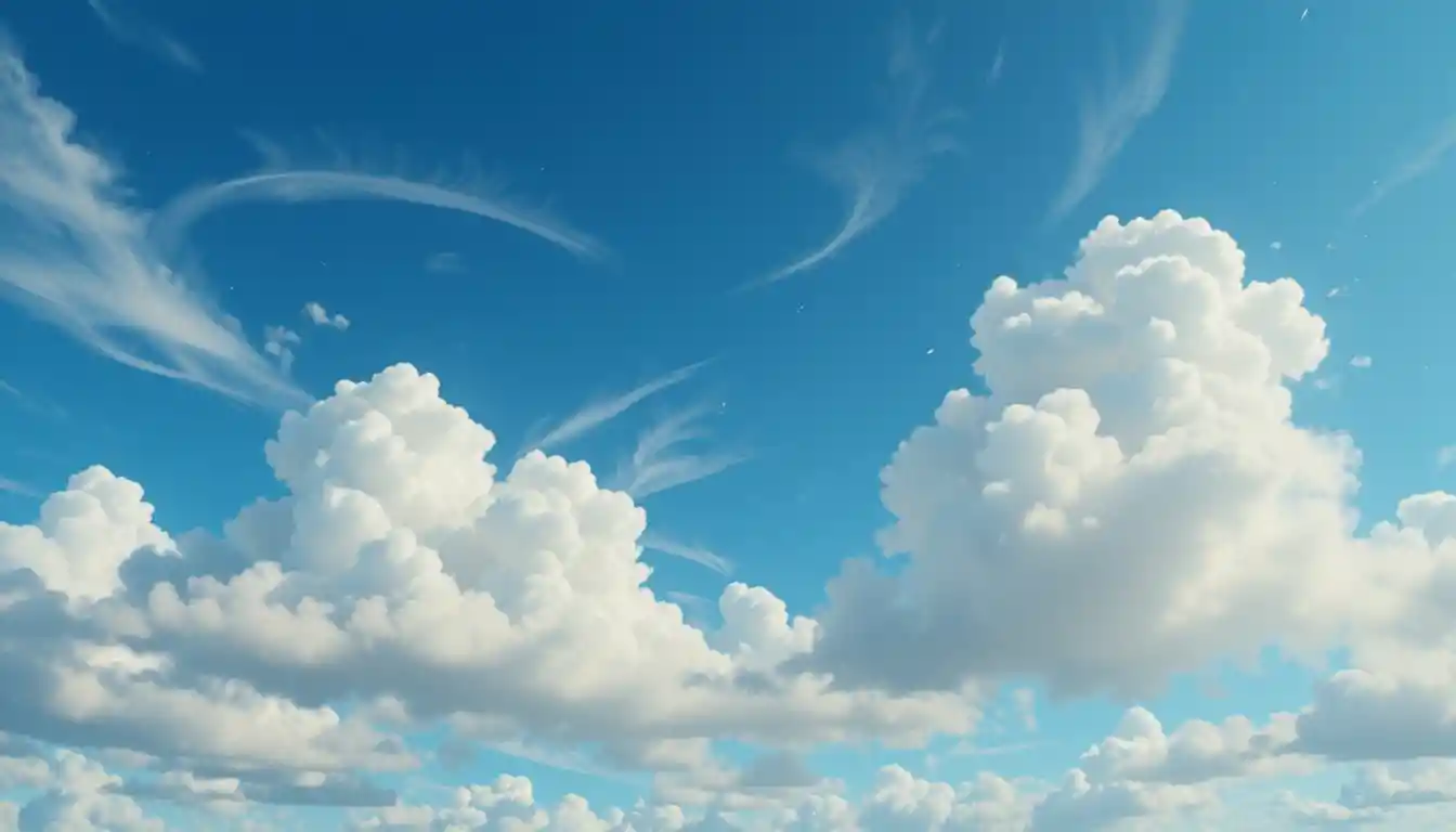 Ampio cielo azzurro con nuvole bianche vaganti