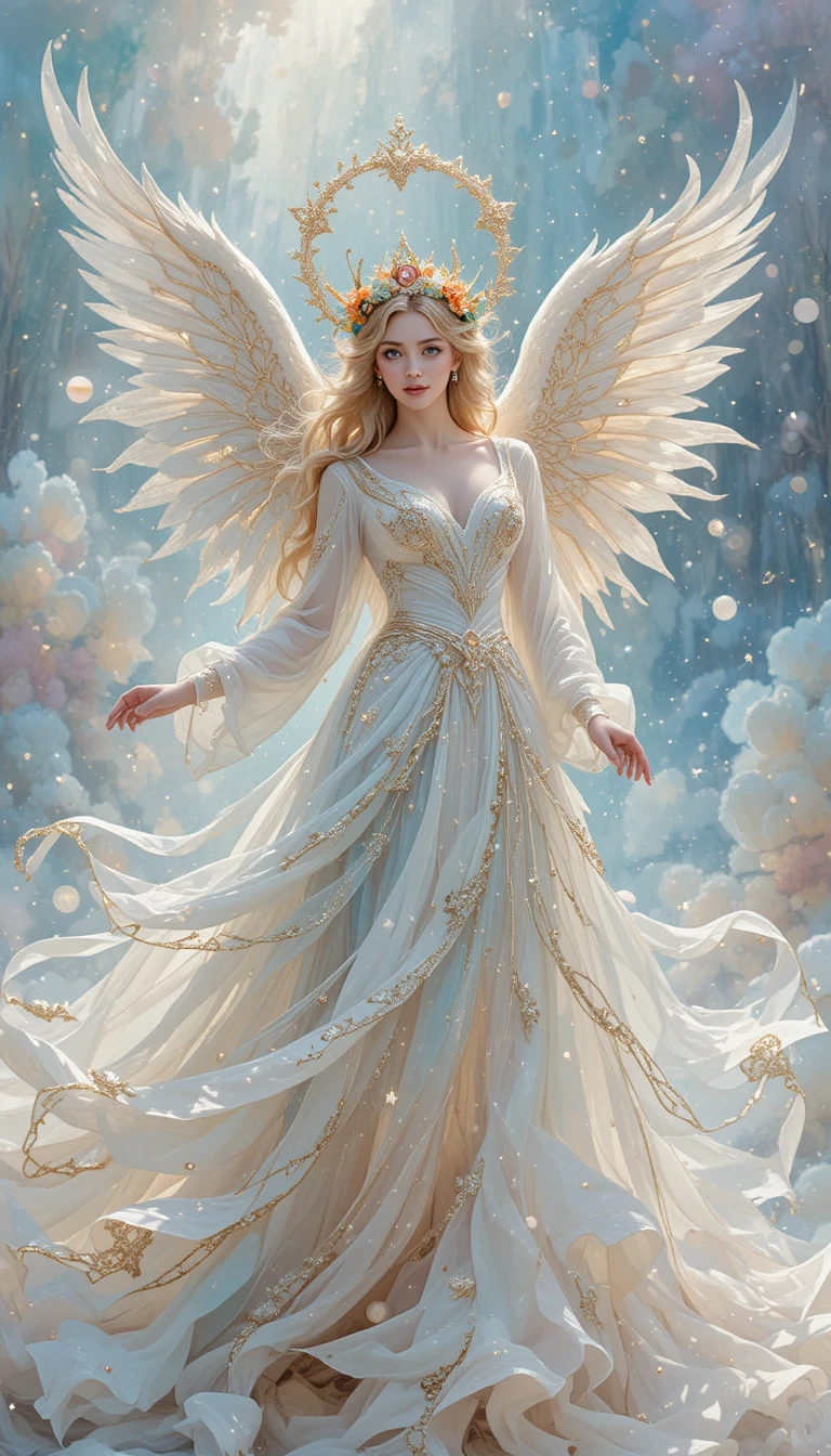 Anjo de Natal em aquarela na suave luz mágica em tons pastéis