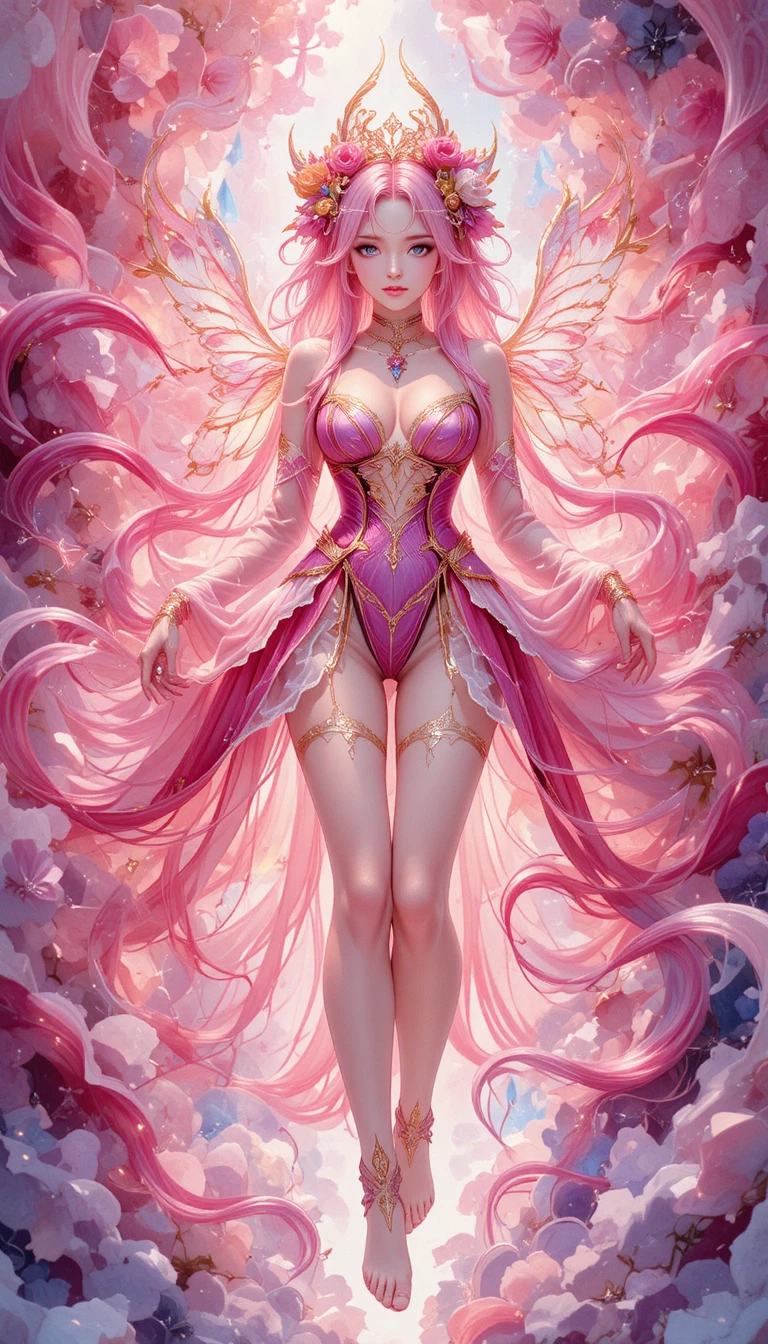 Ragazza anime che emerge da una luminosa fantasia ad acquerello