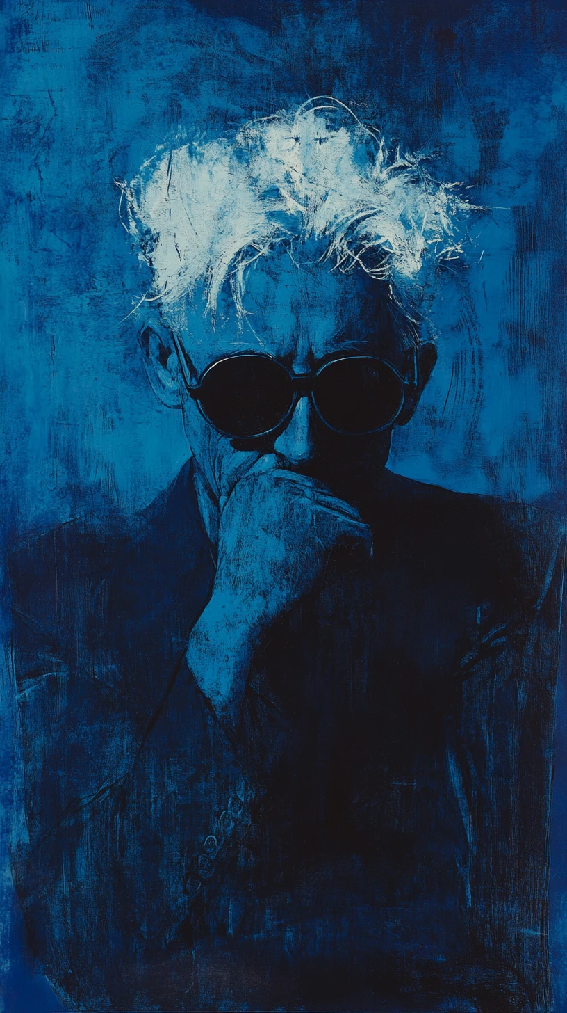 Retrato abstrato minimalista de um homem com óculos escuros
