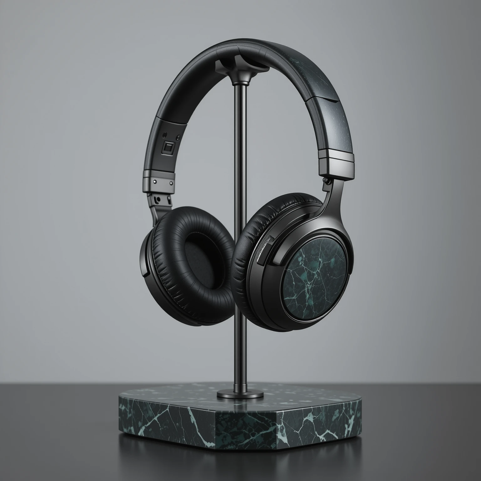 Suporte de fones de ouvido de luxo com base de mármore verde-escuro