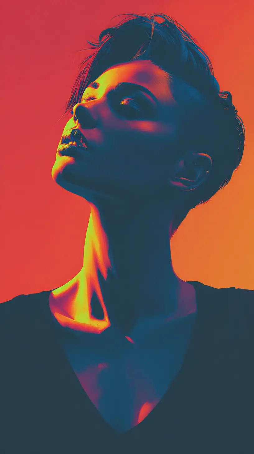 Portrait de mode futuriste d’une jeune femme en lumière low key