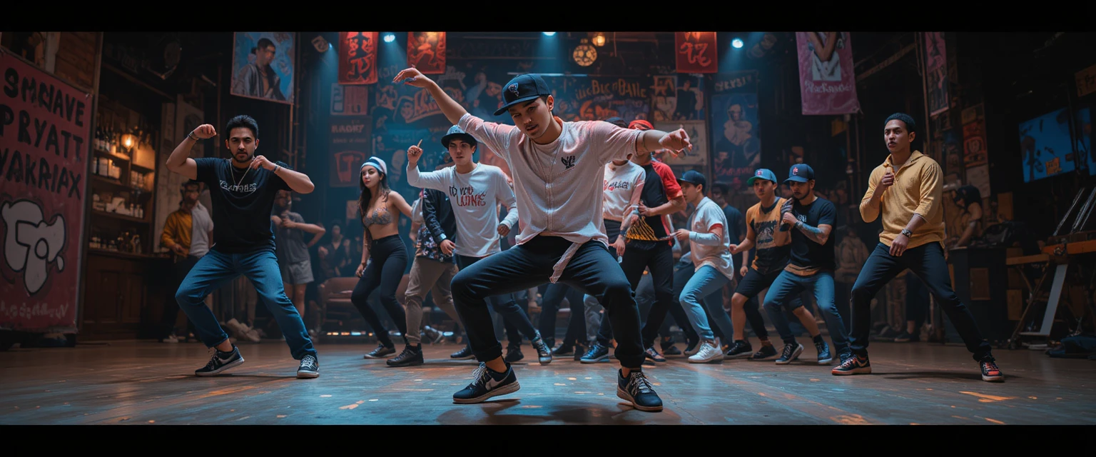Hip-Hop-Breakdancer in realistischer Studioszene