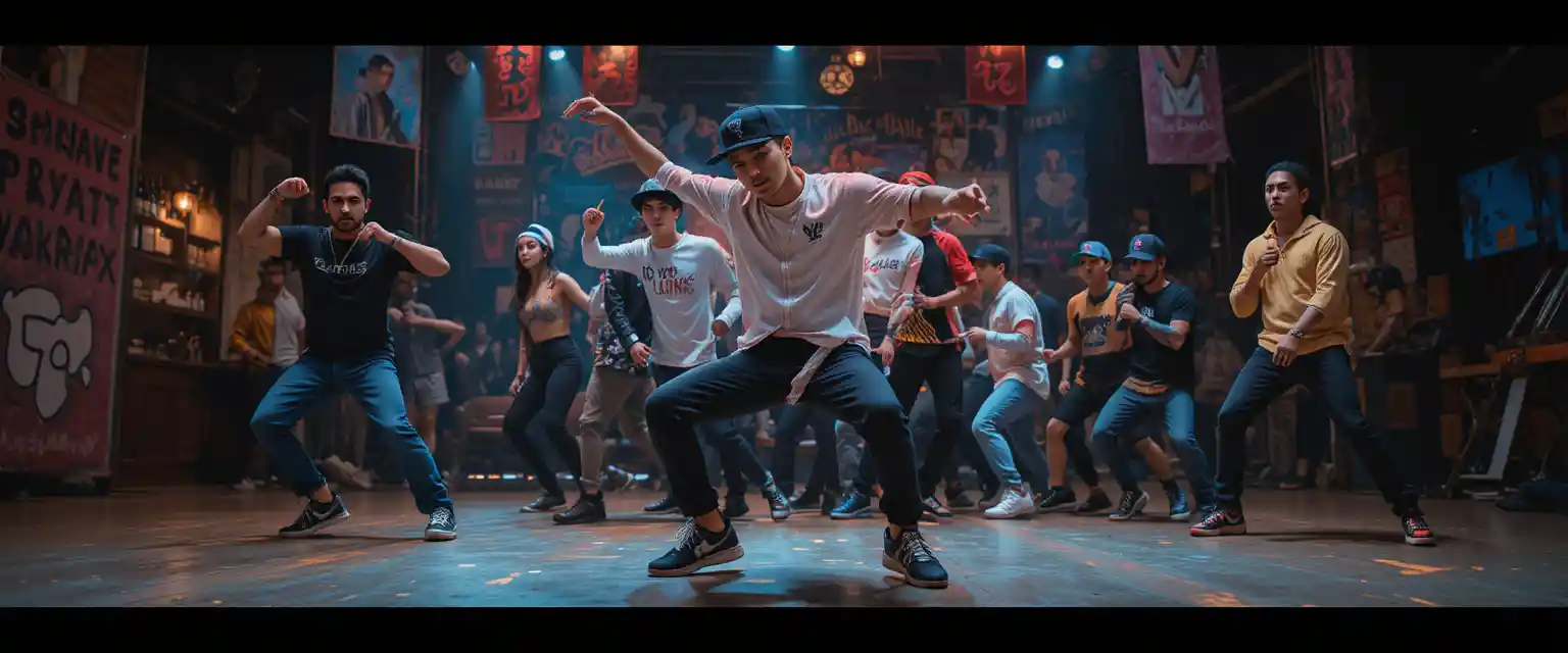Hip-Hop-Breakdancer in realistischer Studioszene