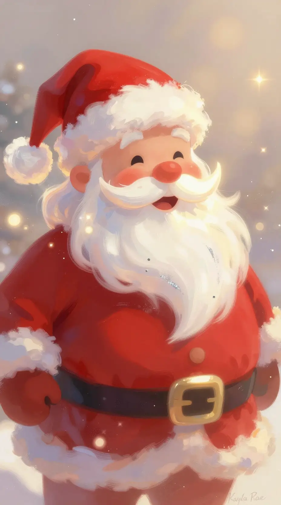 Joyful abstract Santa Claus in glowing festive colors