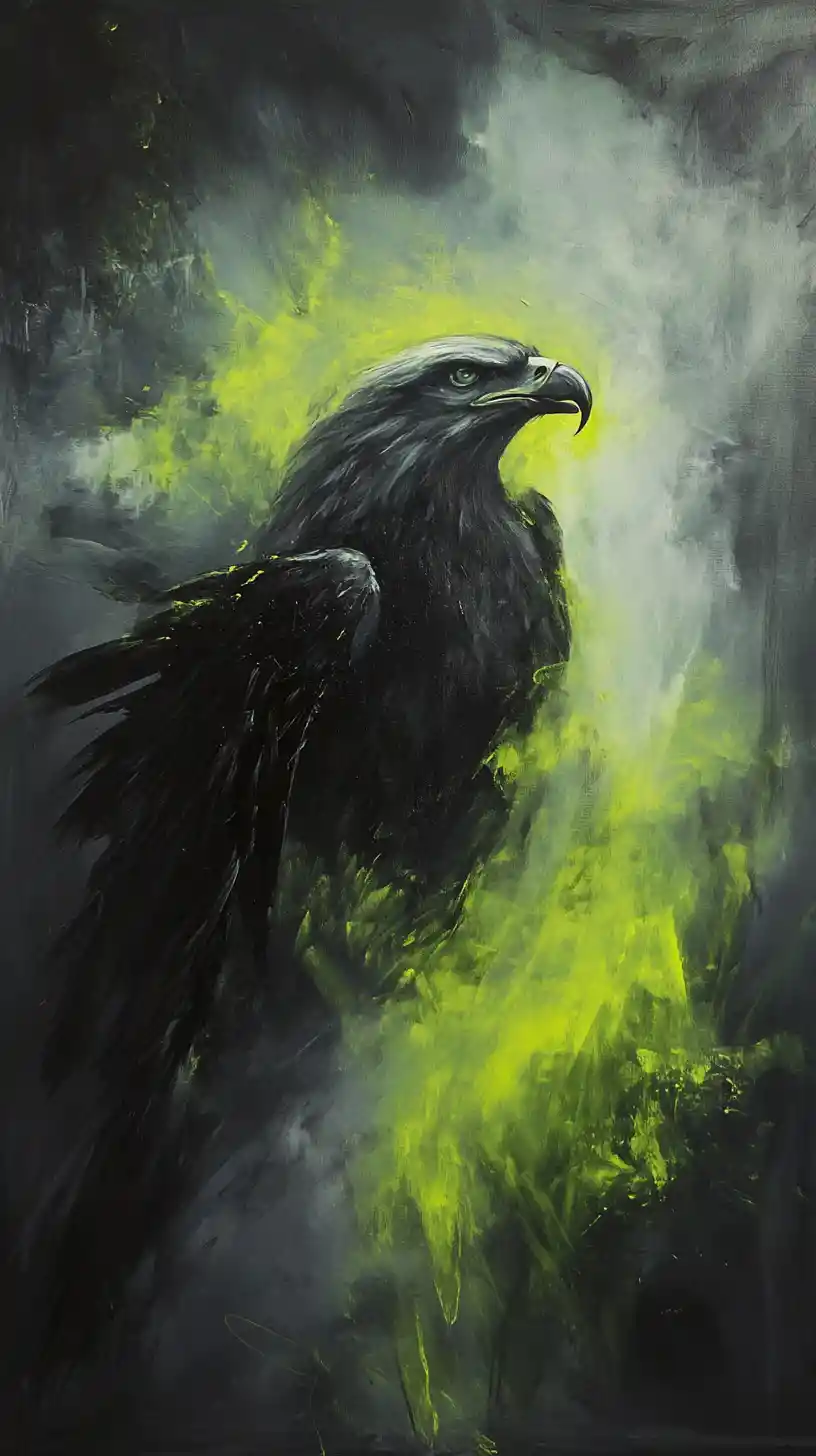 Peinture à l’huile surréaliste d’un aigle des Andes dans la fumée