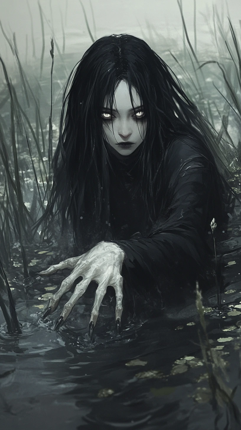 夜色中自迷霧沼澤現身的幽靈女子