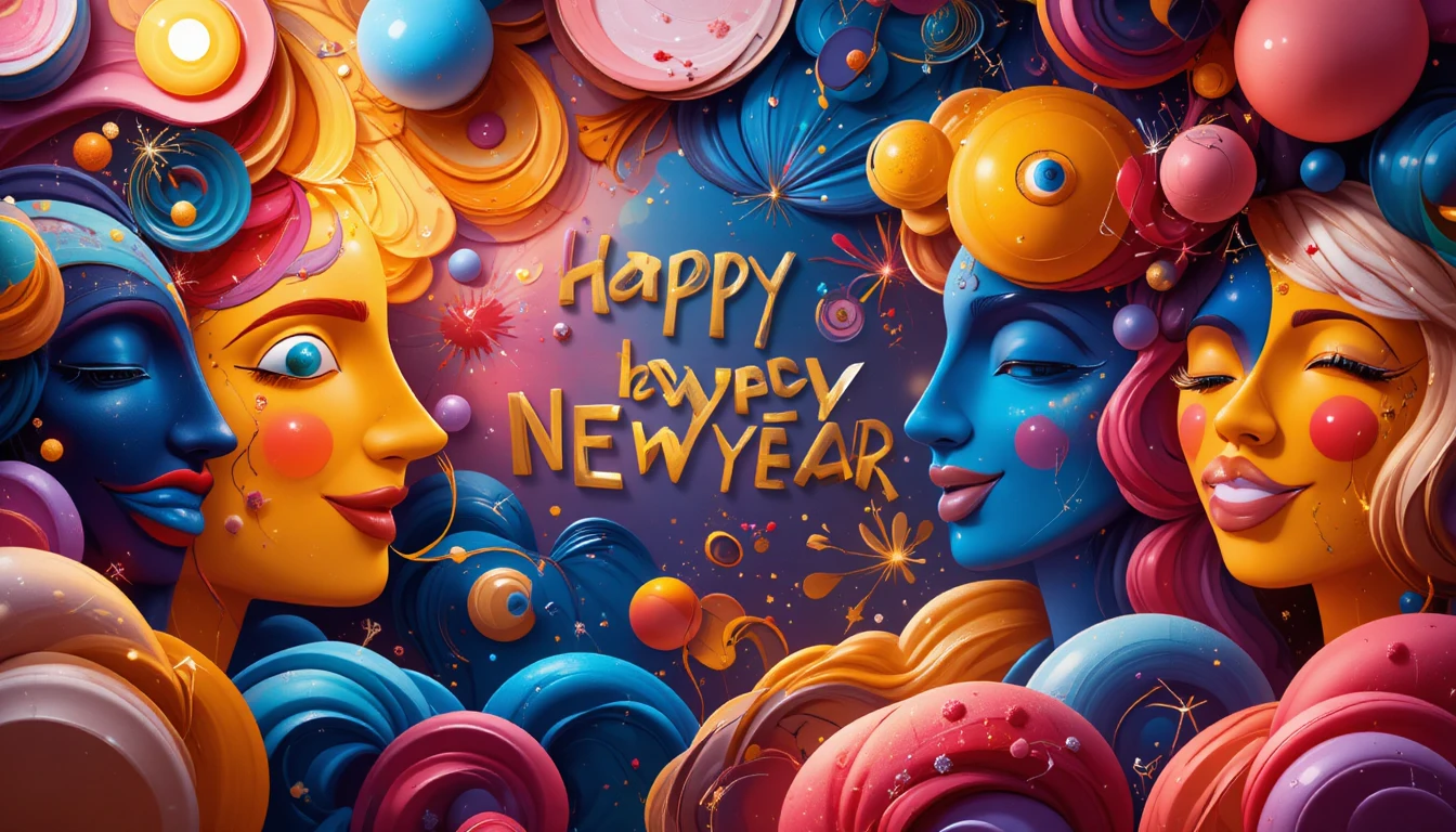 Festive 3d abstract happy new year background illustration