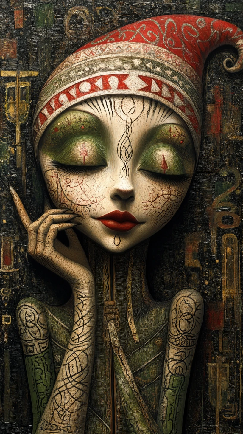 Mímico surreal em um sonho festivo distorcido