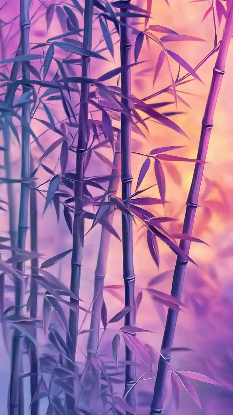 Serene bamboo forest in dreamy sumi e ink painting