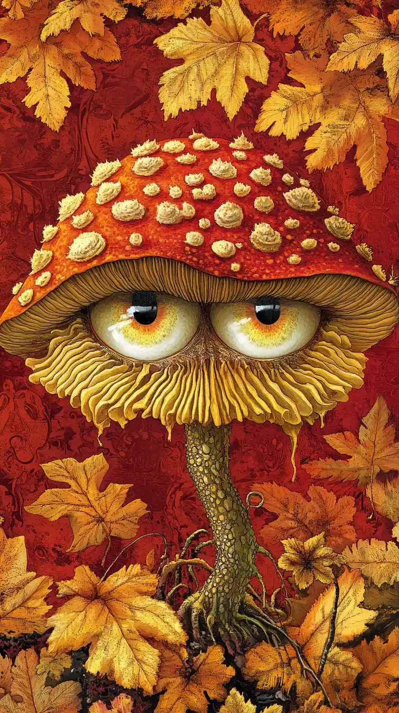 Surreal glowing mushroom in a dark twisted fantasy realm