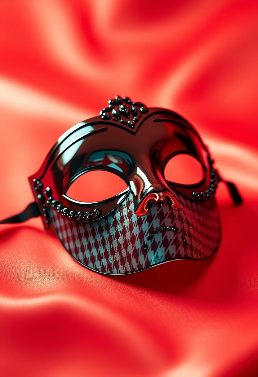 Plastic eye mask on bright red studio background
