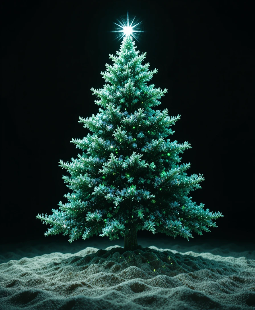 Albero di Natale Astratto Luminoso in Verde Olografico in Dettaglio