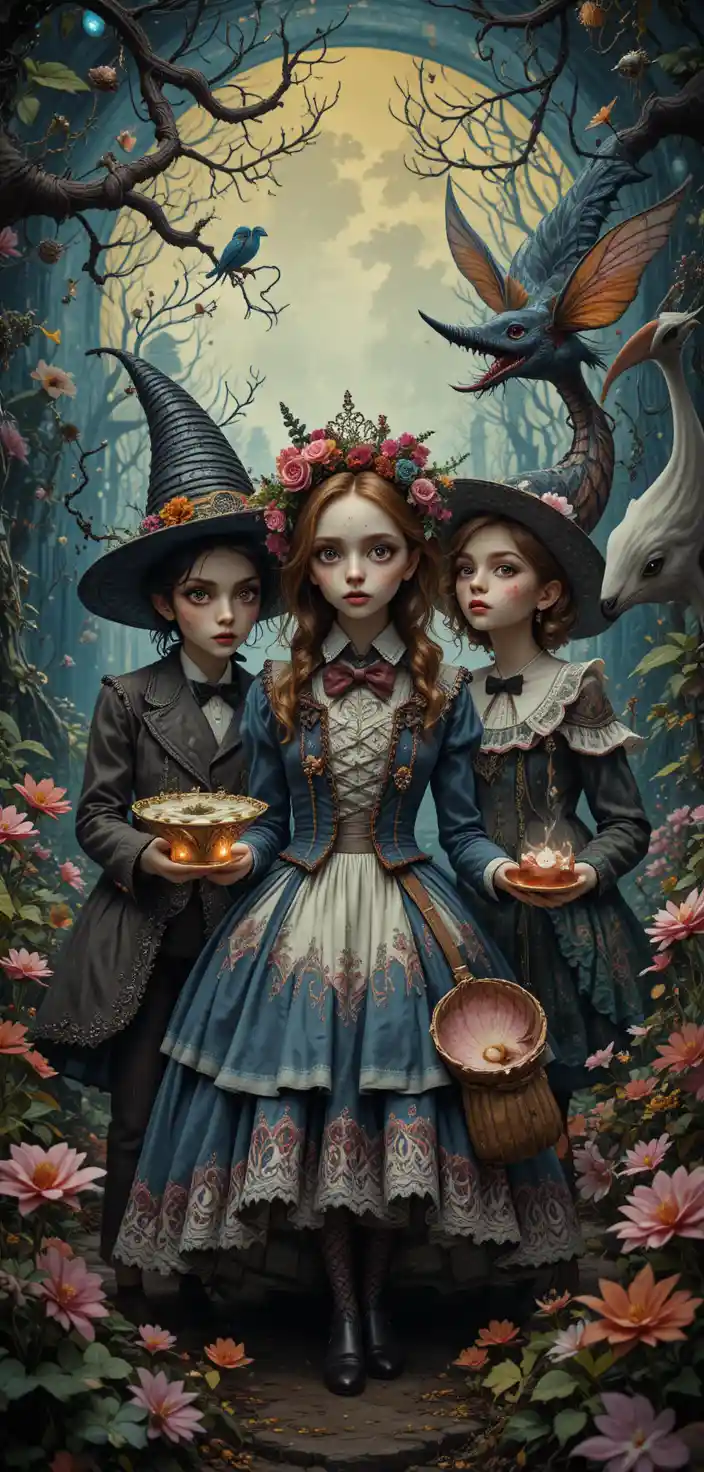 Scena fantasy anni ’80 con personaggi stravaganti