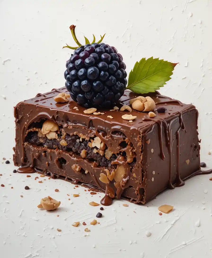 Digital painting of a single piece of rich chocolate