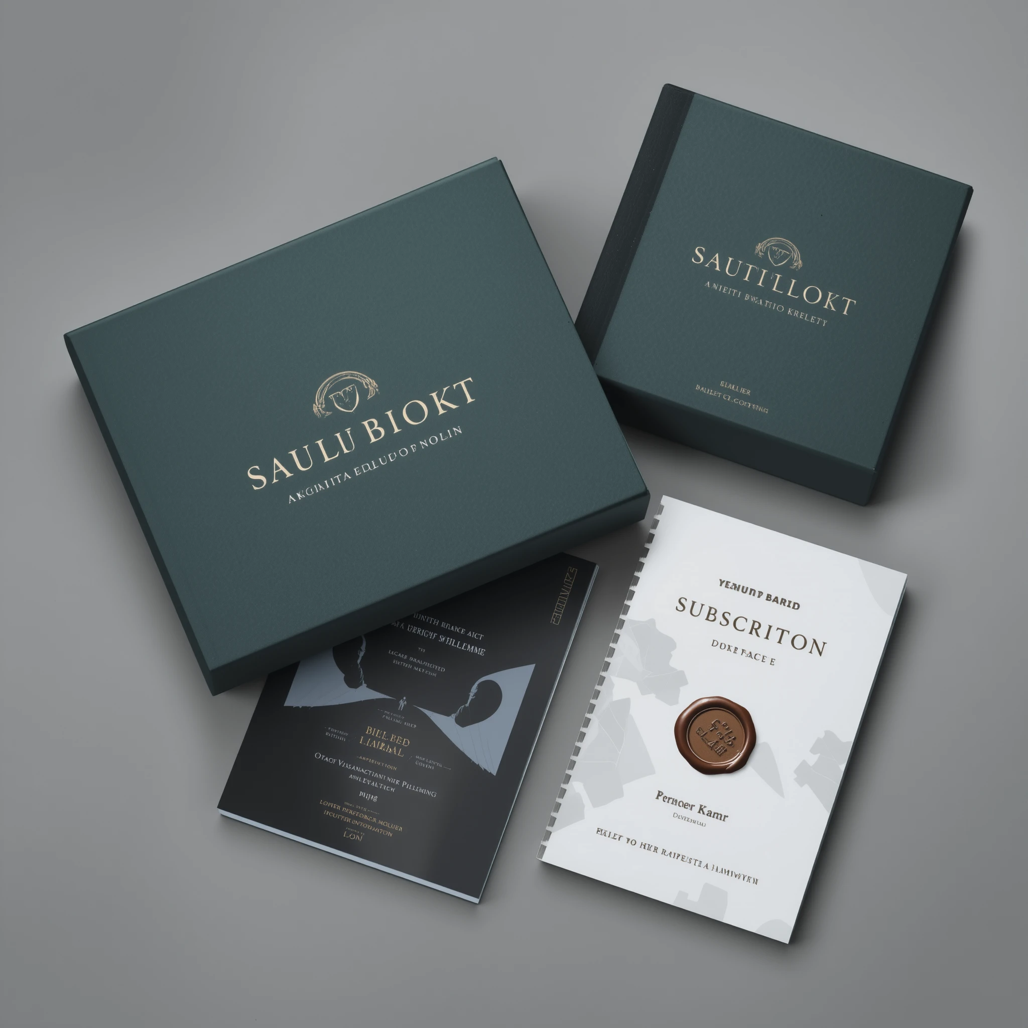 Box in abbonamento di audiolibri di lusso con carta metallica e libretto