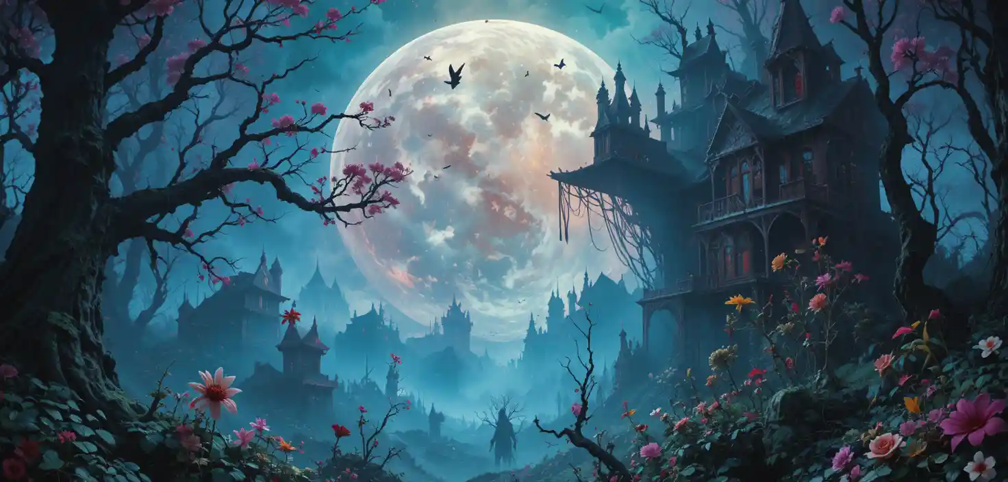 Personnages colorés de fantasy horrifique rétro en affiche graphique