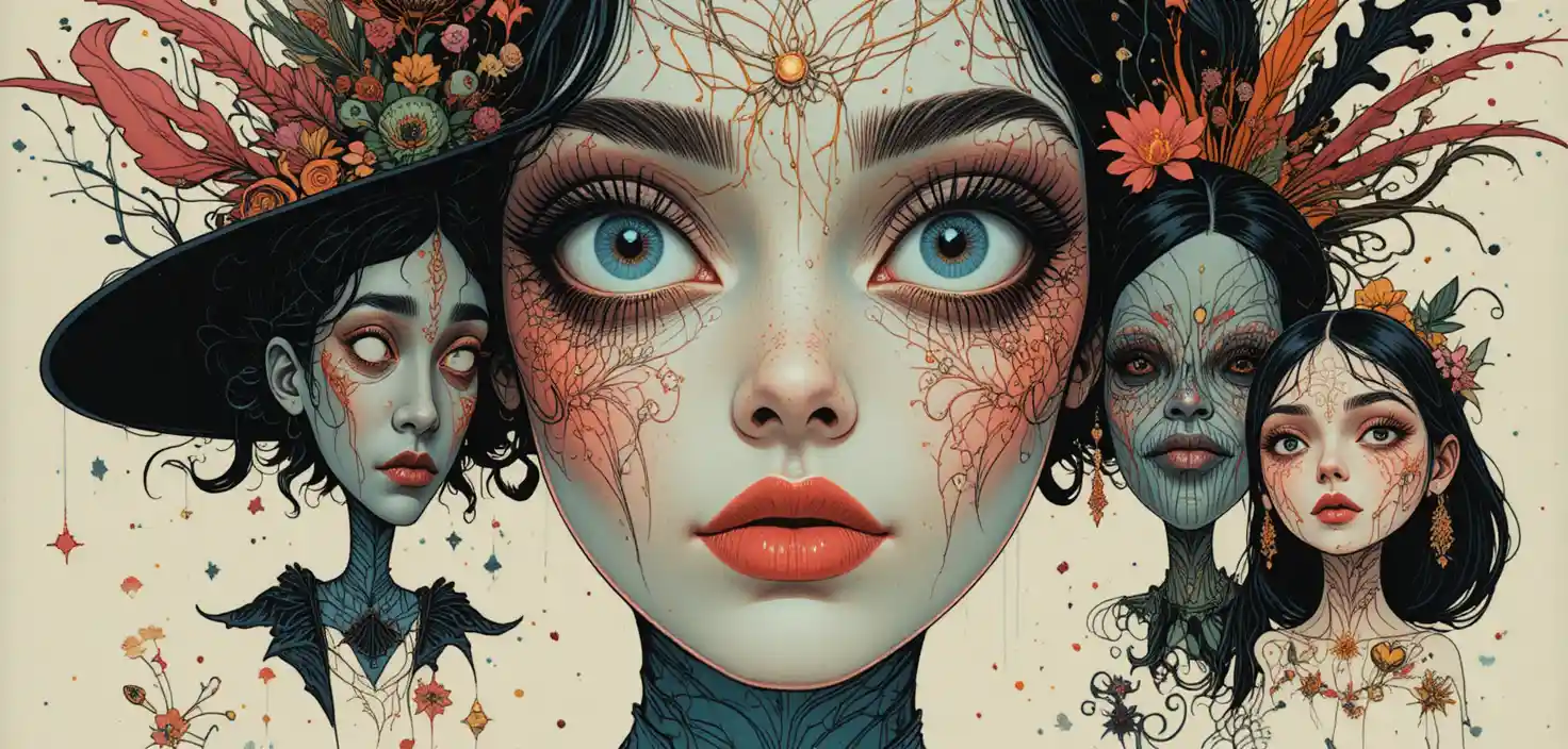 Verspielte Fantasy-Figuren im markanten Retro-Grafikstil
