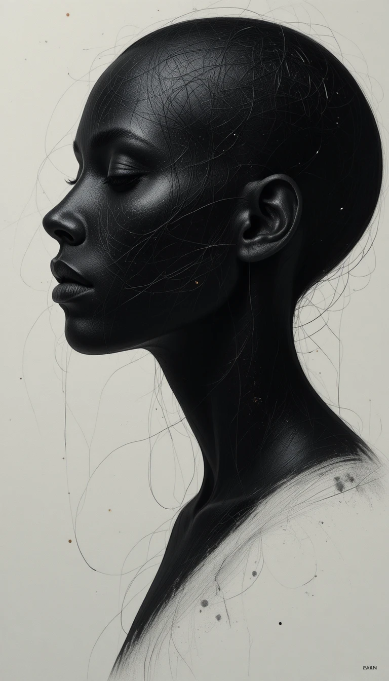 Sereno retrato de perfil de una joven vestida de negro