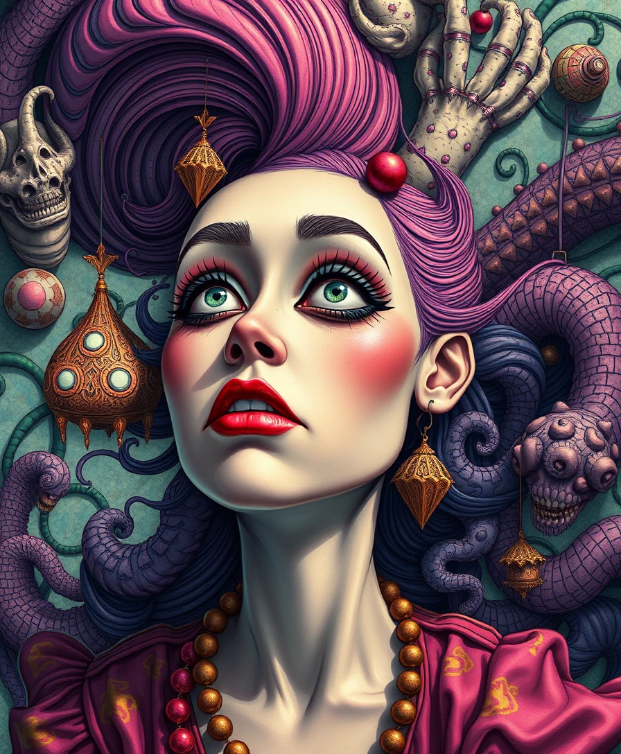 Personnages de Dessin Animé Popsurréalistes dans un Monde Fantastique