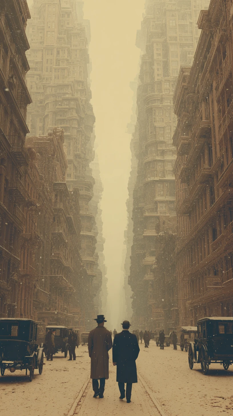 Paesaggio urbano surreale e inquietante di New York con toni retrò smorzati