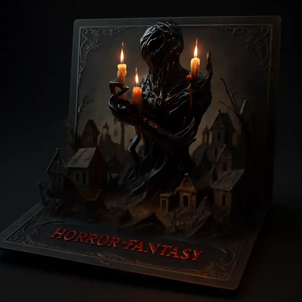 Horror-Fantasy-Popup-Karte mit riesigem Papiermonster