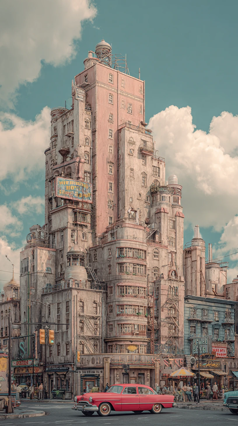 Paisagem urbana surreal e sombria de Nova York em tons bege retrô