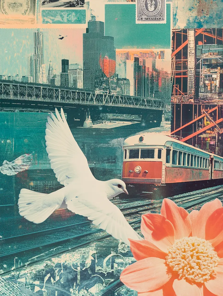 模板風格城市與旅遊主題插畫拼貼