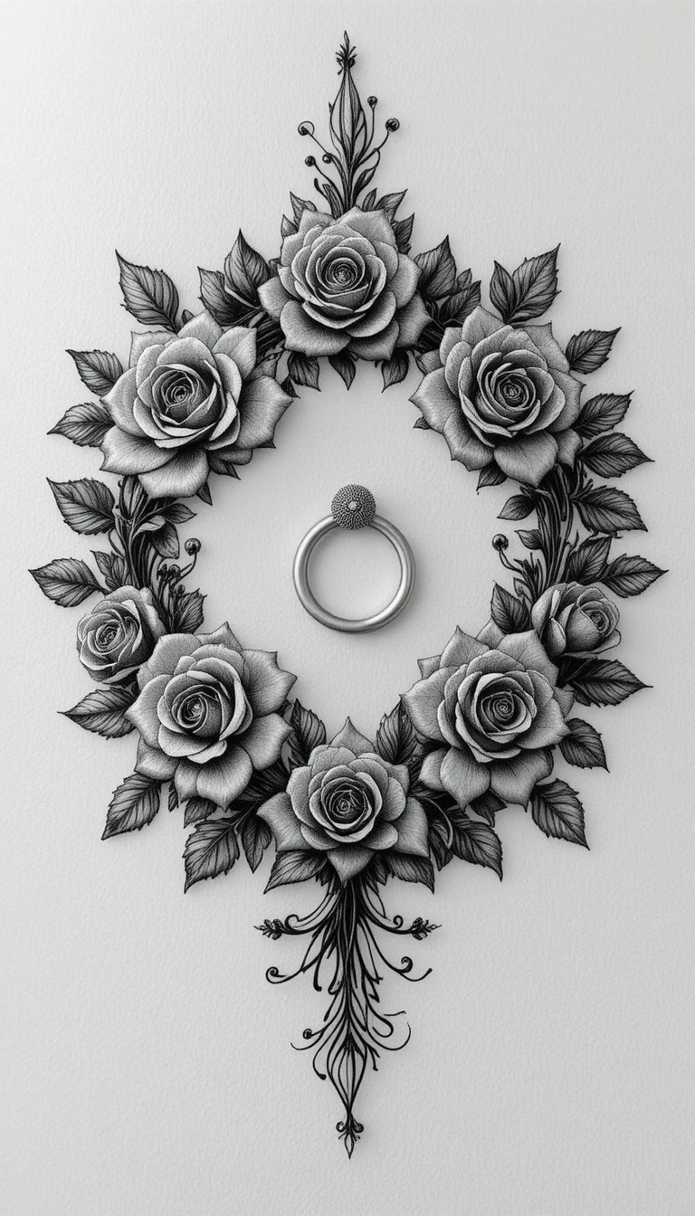 Stilisiertes florales Tattoo-Design um eine weibliche Brustwarze