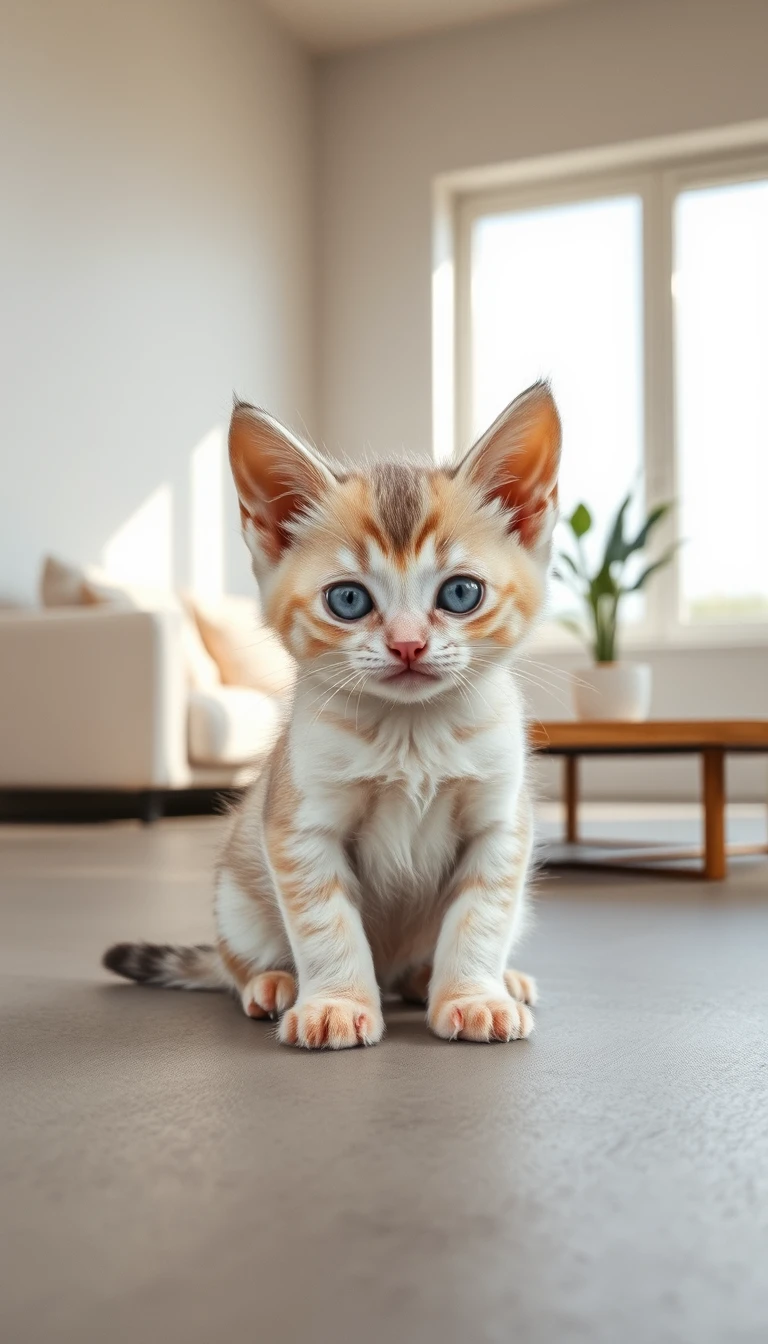 Petit chaton dans un salon minimaliste