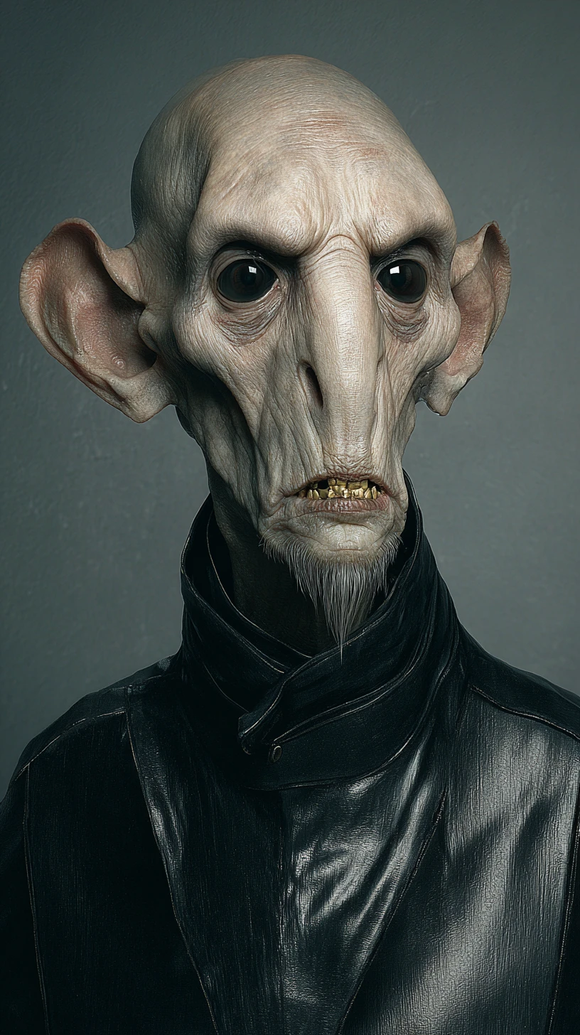 Retrato de criatura humanoide futurista con iluminación cinematográfica oscura