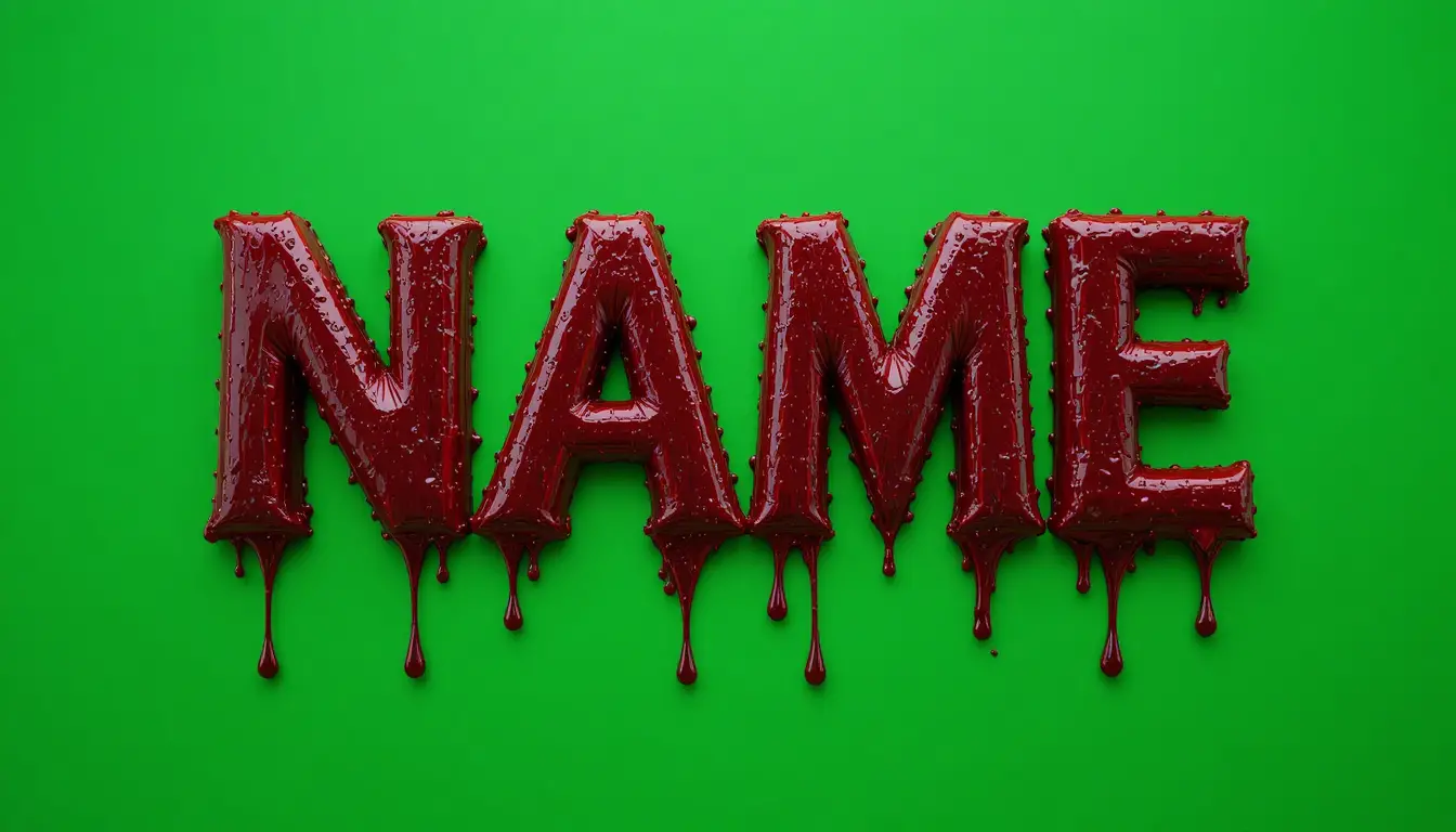 Bold 3D blood text animation on a green screen background