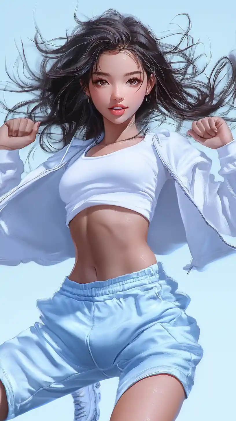 Anime girl dancing in a subway station environment
