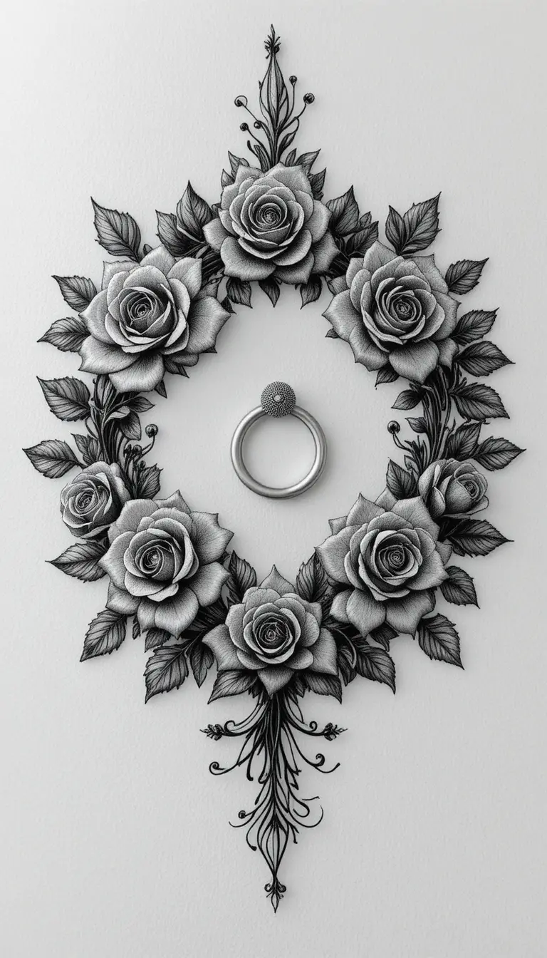 Stilisiertes florales Tattoo-Design um eine weibliche Brustwarze