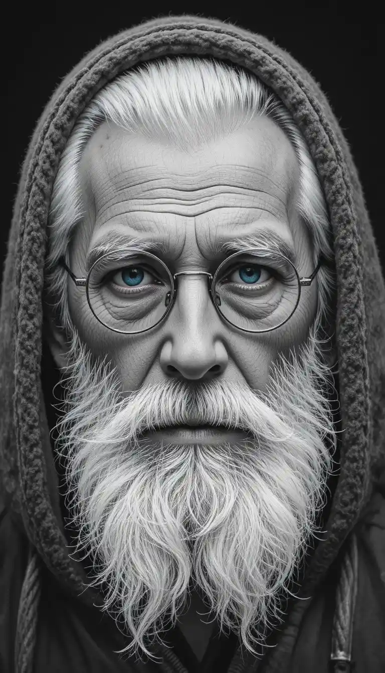 Close up portrait of an old man with white beard