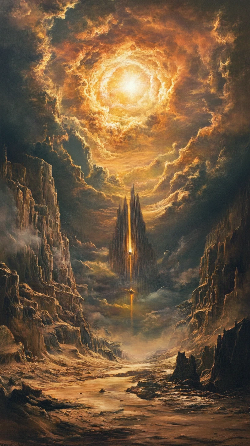 Retro futurist radioactive desert in post apocalyptic ruins