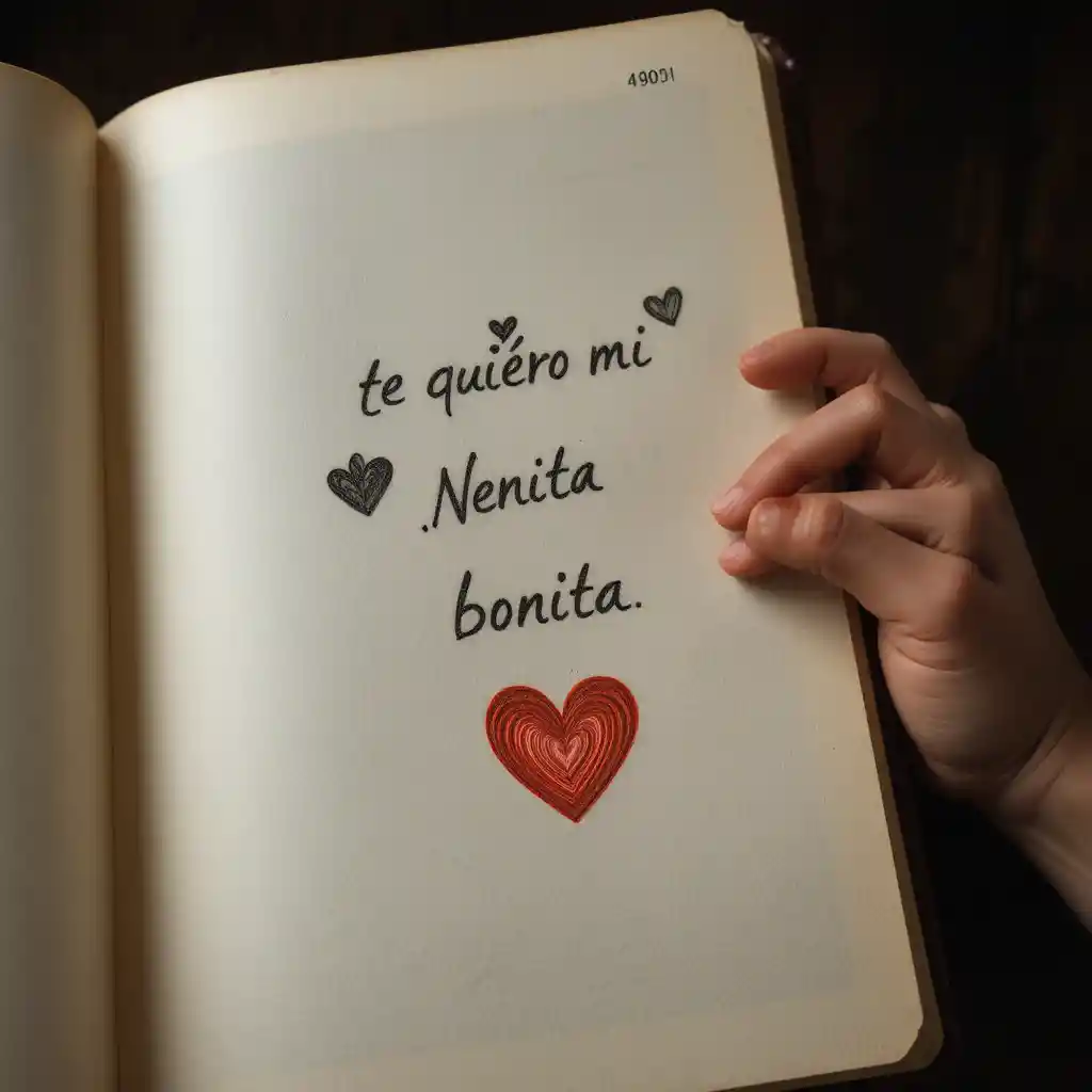 Boy hand holding a notebook writing a love message