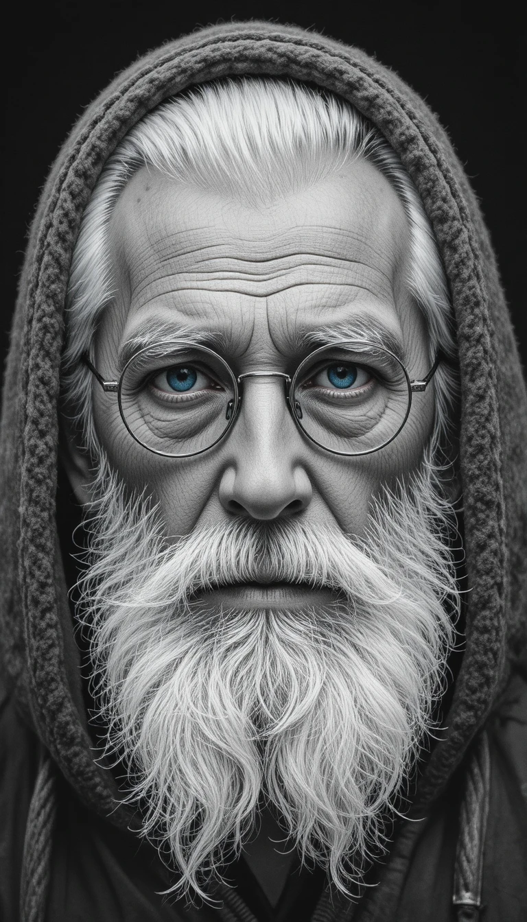 Retrato em close de um homem idoso com barba branca