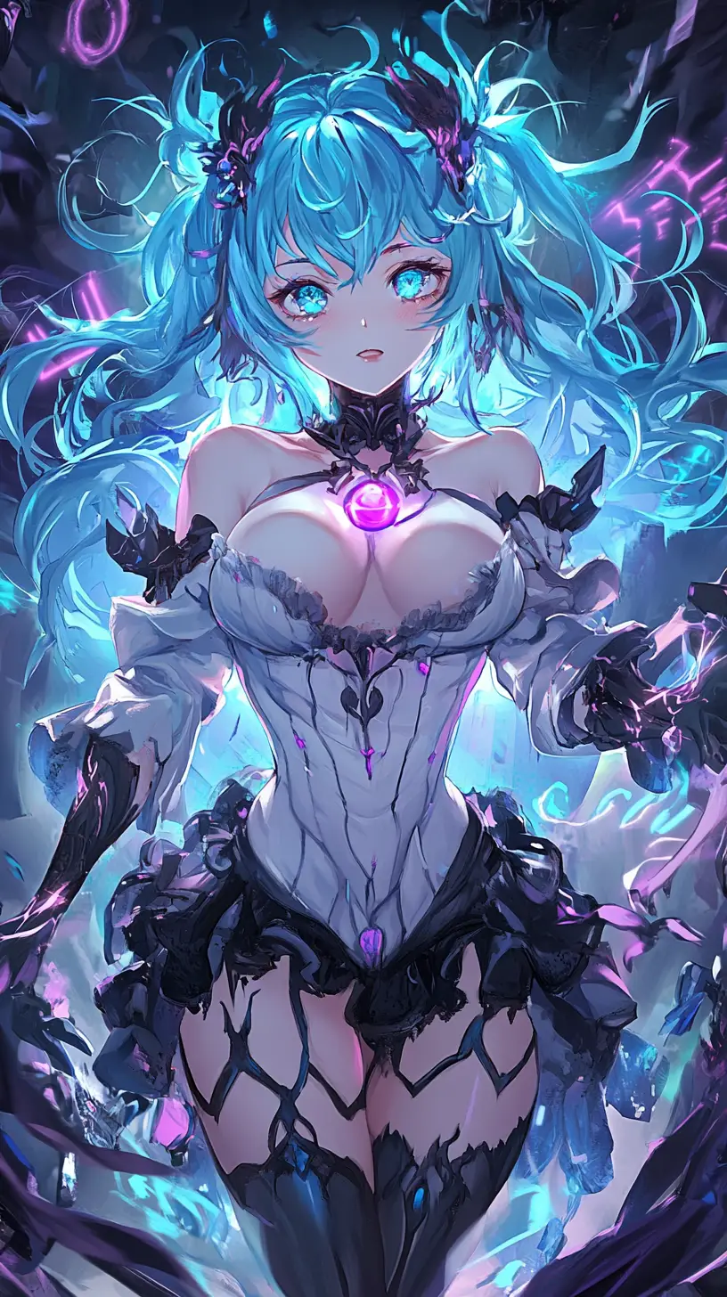 Princesse d’anime déchaînant la foudre en bataille médiévale – gros plan