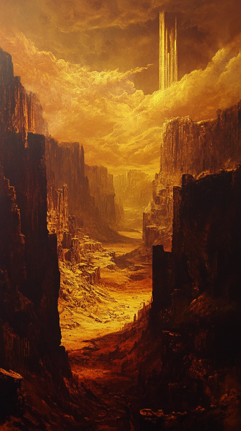 Post apocalyptic desert landscape in glowing radioactive light