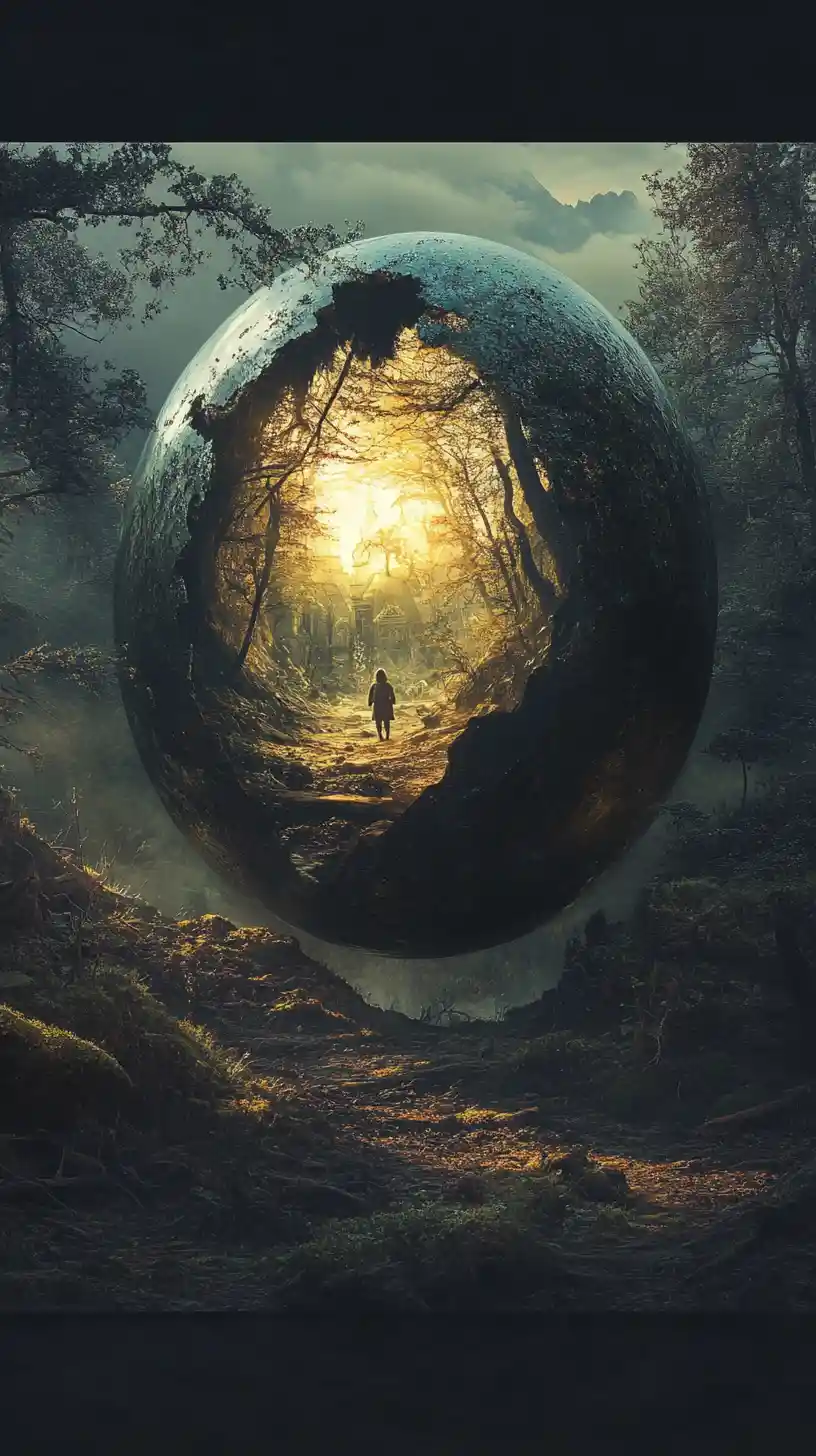 Surreal illusion creature in a dark fantasy world