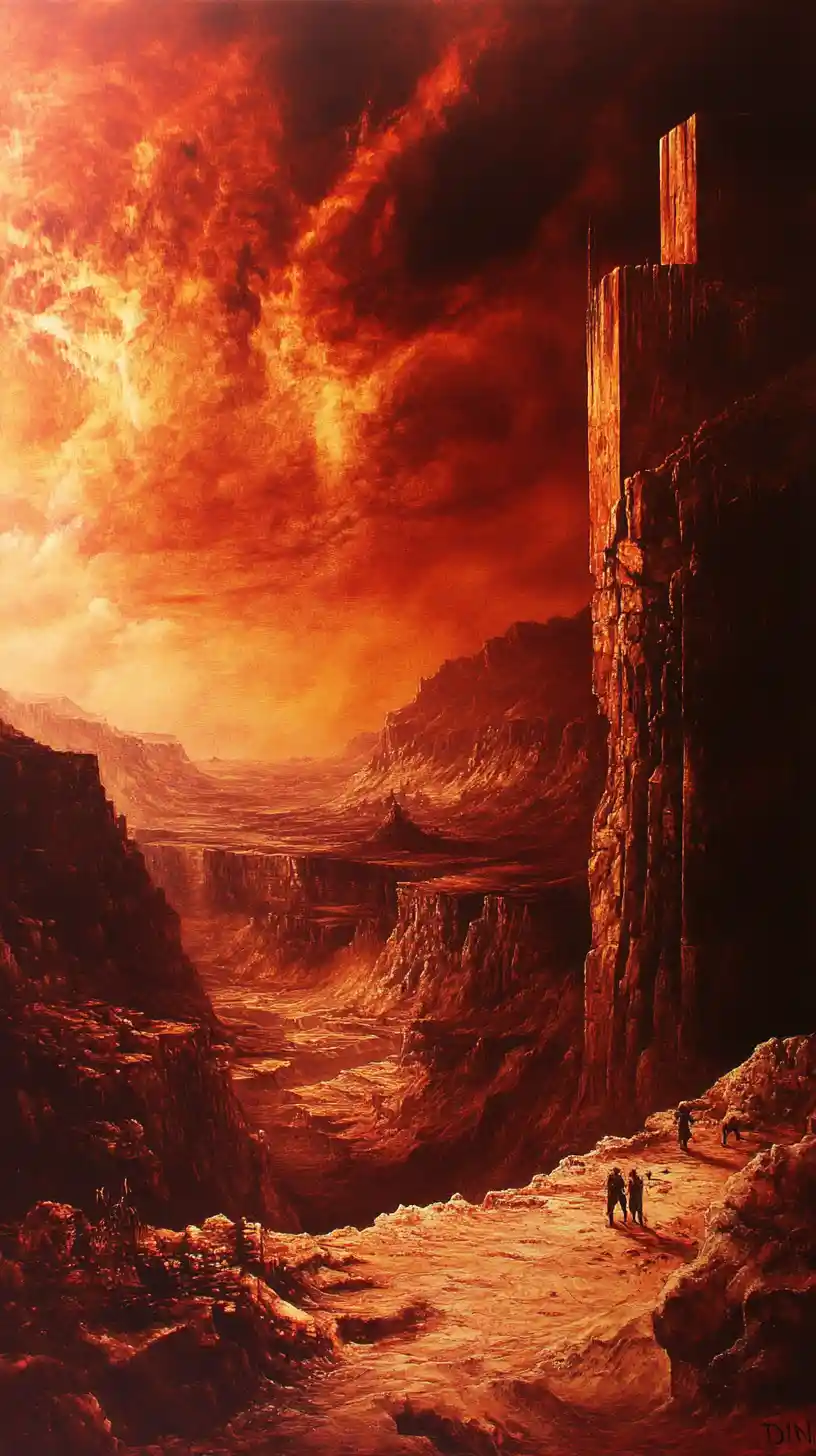 Post apocalyptic desert landscape in retro futuristic style