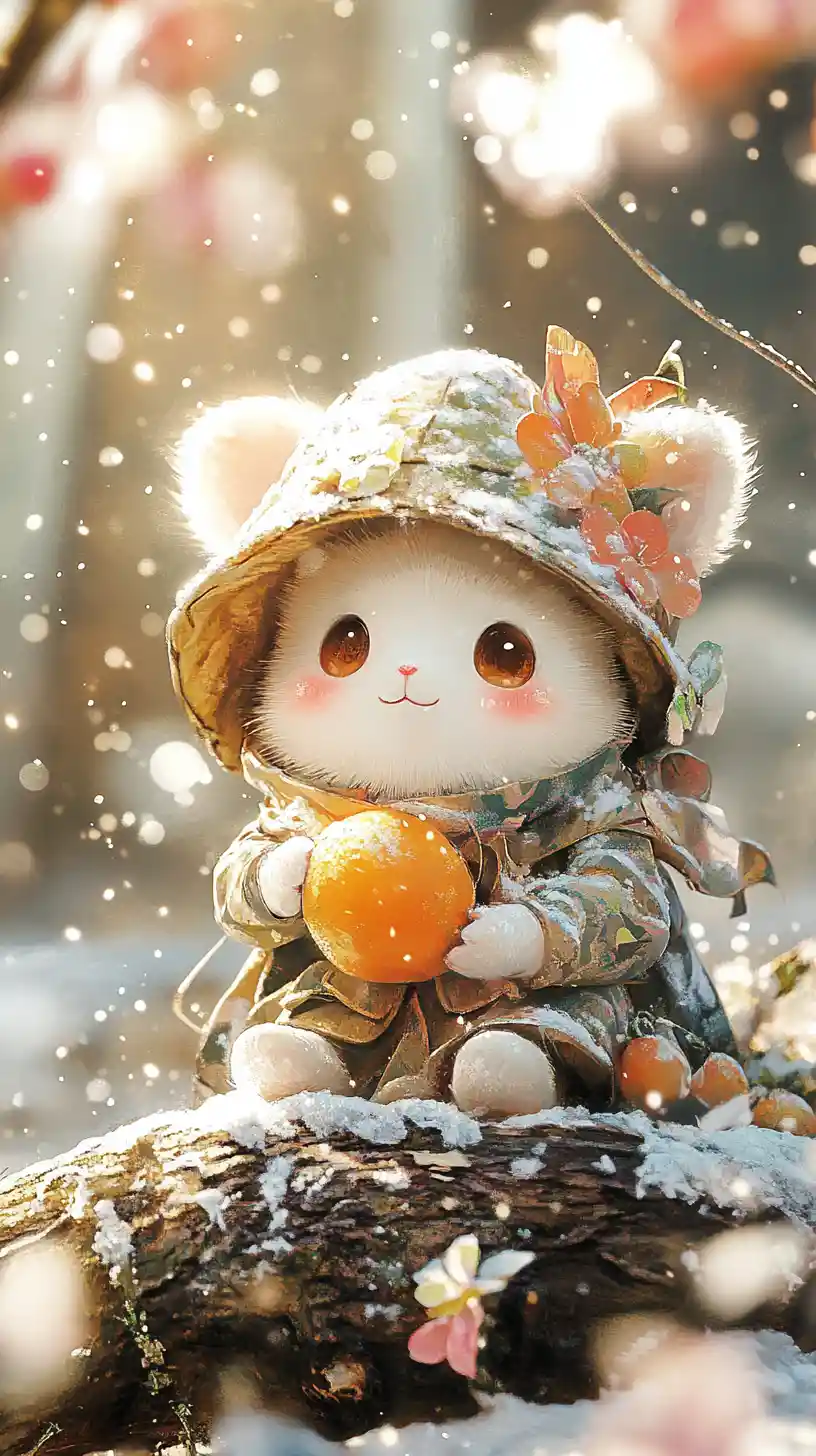 Süße Chibi-Winterfrucht, die wie eine Straßenblume erblüht