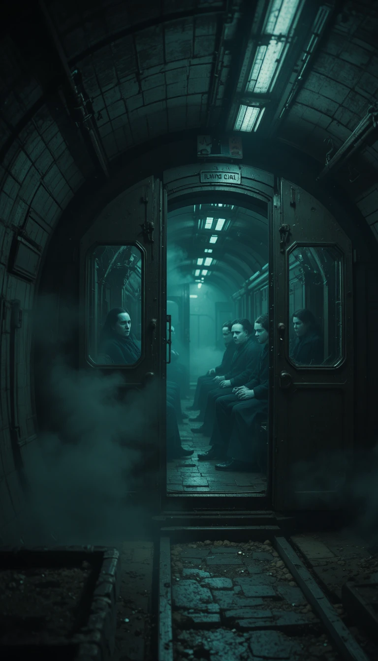 幽靈列車駛入黑暗的倫敦地鐵隧道