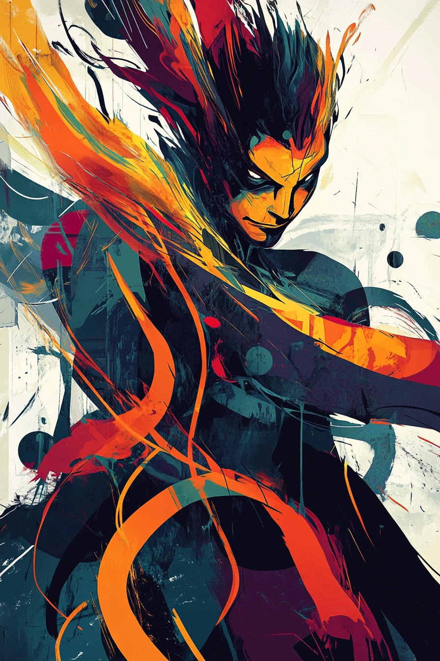 Personagem de fantasia energético em ilustração em estilo cartoon ousado