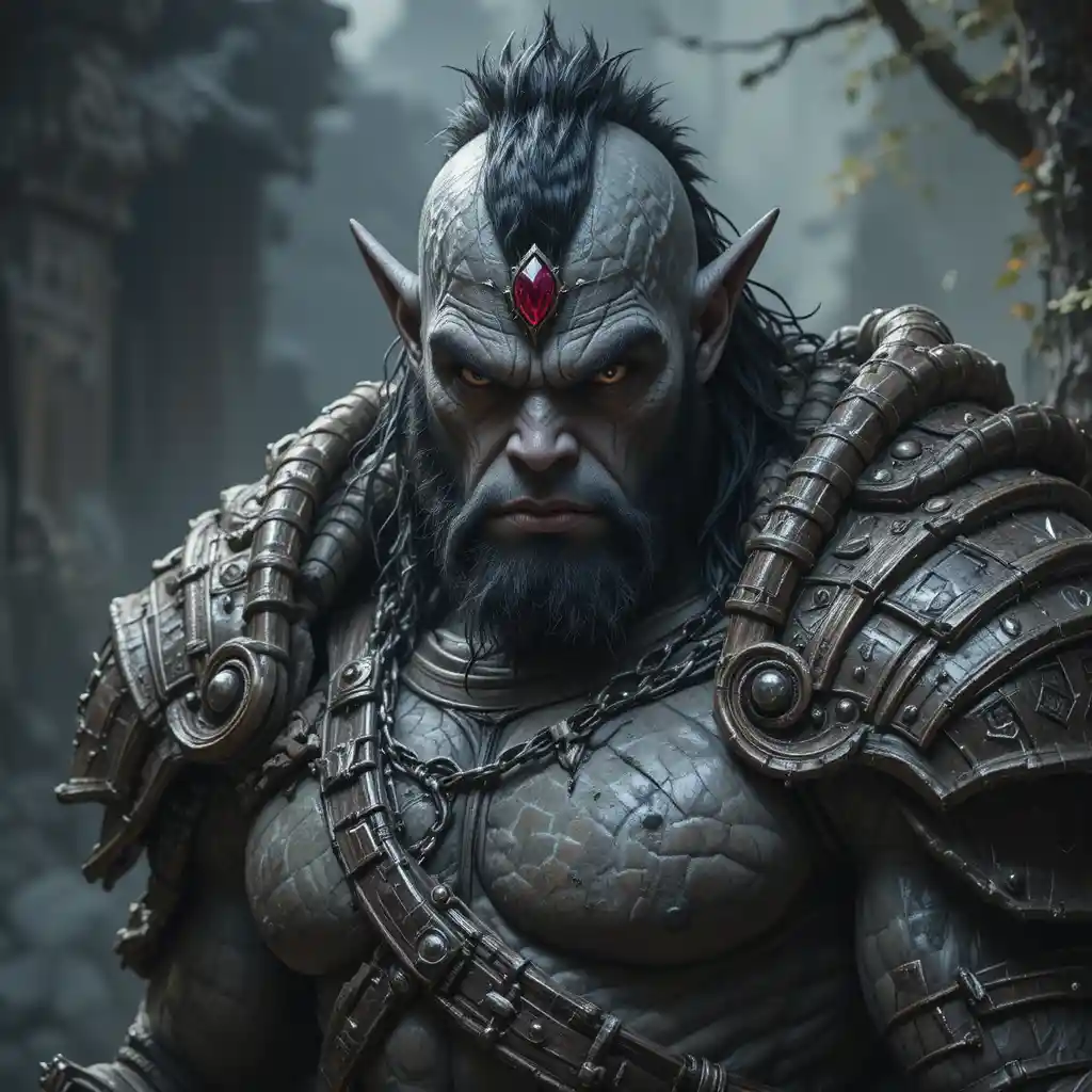 Guerrier orc mâle féroce en armure révélatrice
