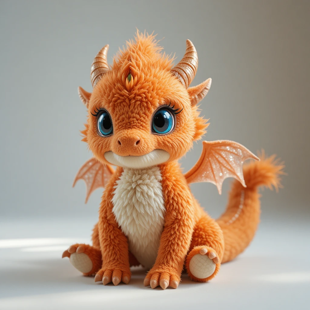 Süßer Fantasie-Dragon-Plüsch mit kleinen Flügeln und blauen Augen