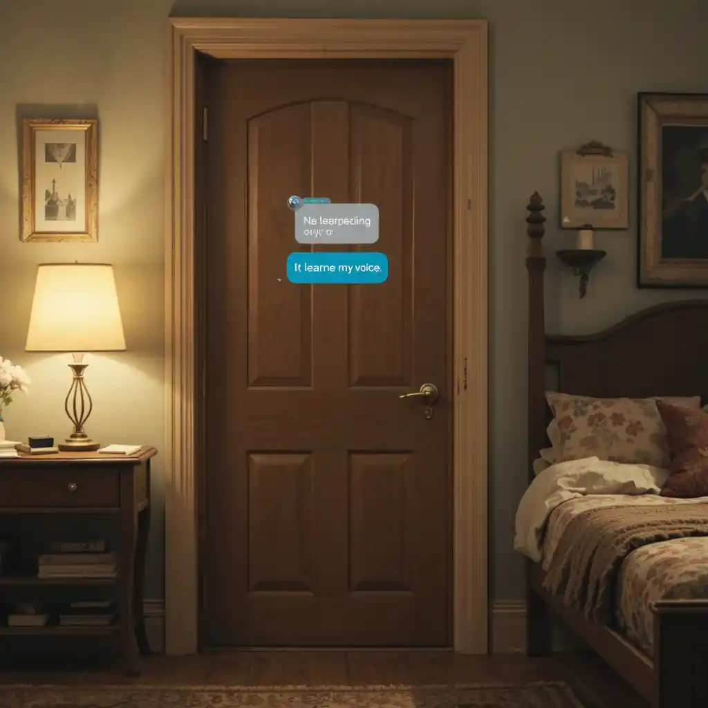 Gros plan sur un smartphone qui vibre dans une chambre sombre la nuit