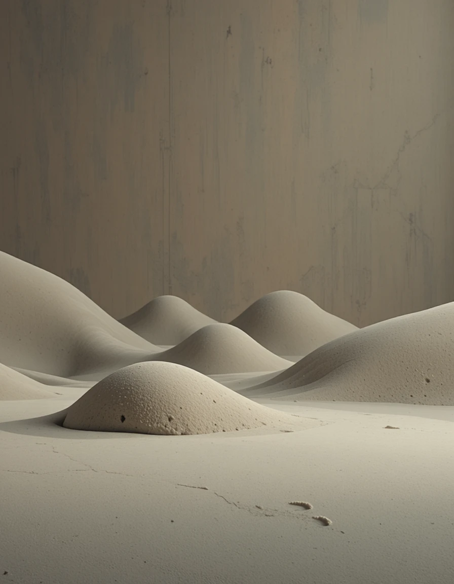 Abstract minimalist scene of soft dissolving earthy shapes